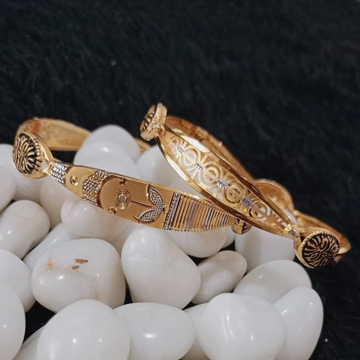 22K Gold Floral Design Copper Kadli by 
