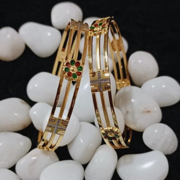 916 Gold Elegant Triple Pipe Kadli Bangle by 