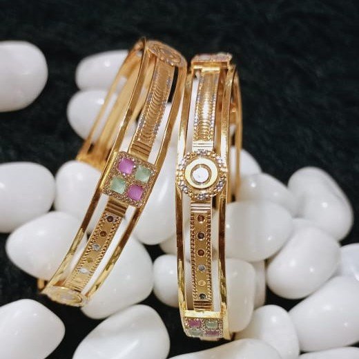 916 Gold Fancy Colored Stone Bangle