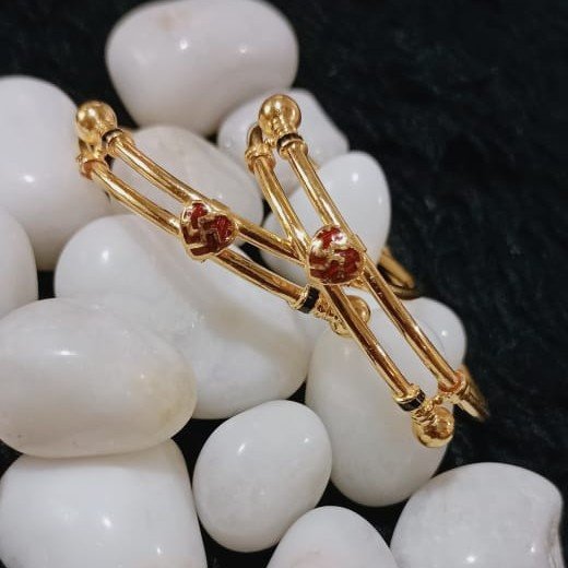 916 Gold Double Pipe Copper Kadli Bangle